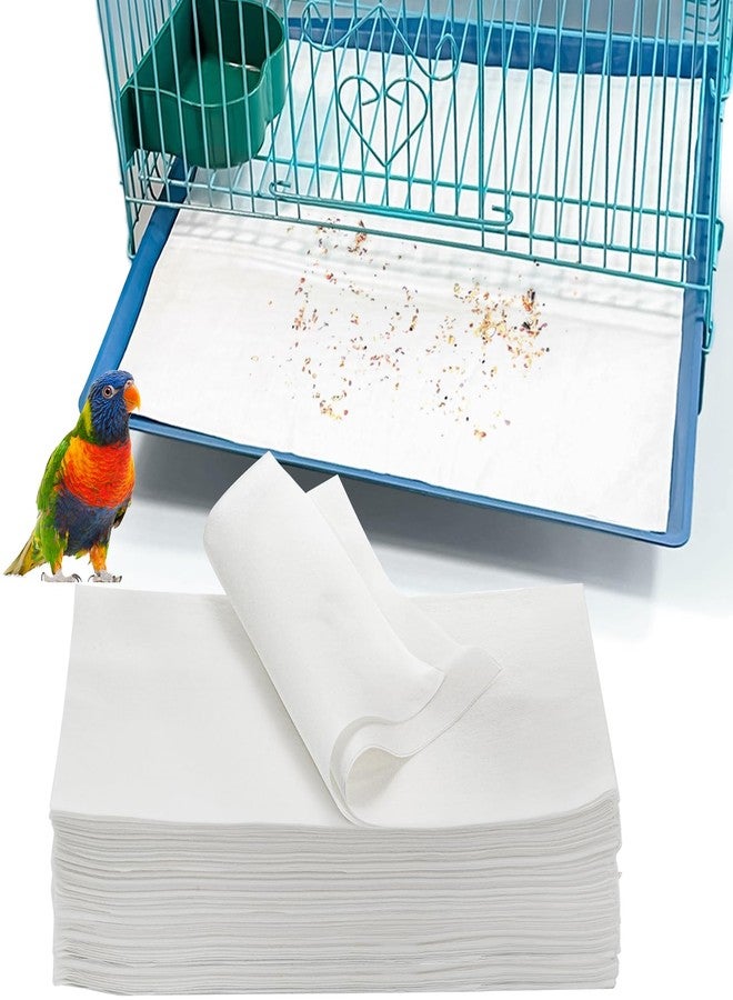 Okllen 200 Pcs Bird Cage Liners, 11x20 Inch Disposable Cage Paper Liners Pad Absorbent Non-Woven Tray Liners for Parrot Parakeet Finch Canary Pet Bird, White - Image 1